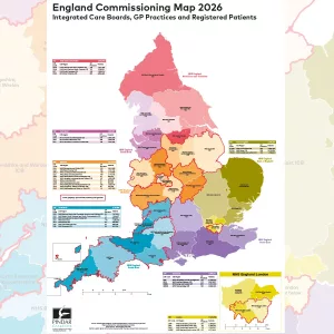 Map of UK Integrated Care Boards (ICB) 2026 — showing 36 ICBs across England