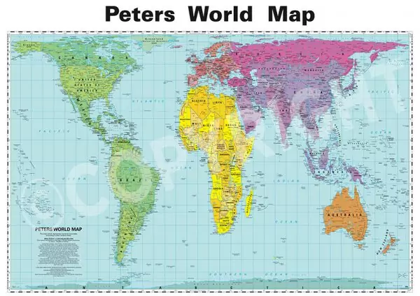 Peters Equal Area World Map (Political)