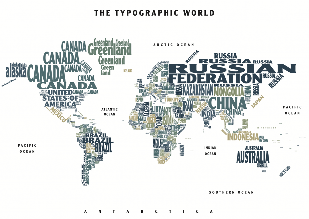World Letras World Word Map (Light) | MapShop