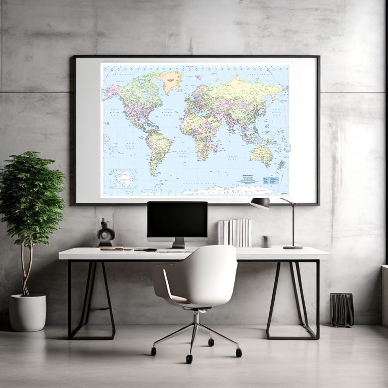 Modified Gall World Projection Map (Political-Detailed) | MapShop