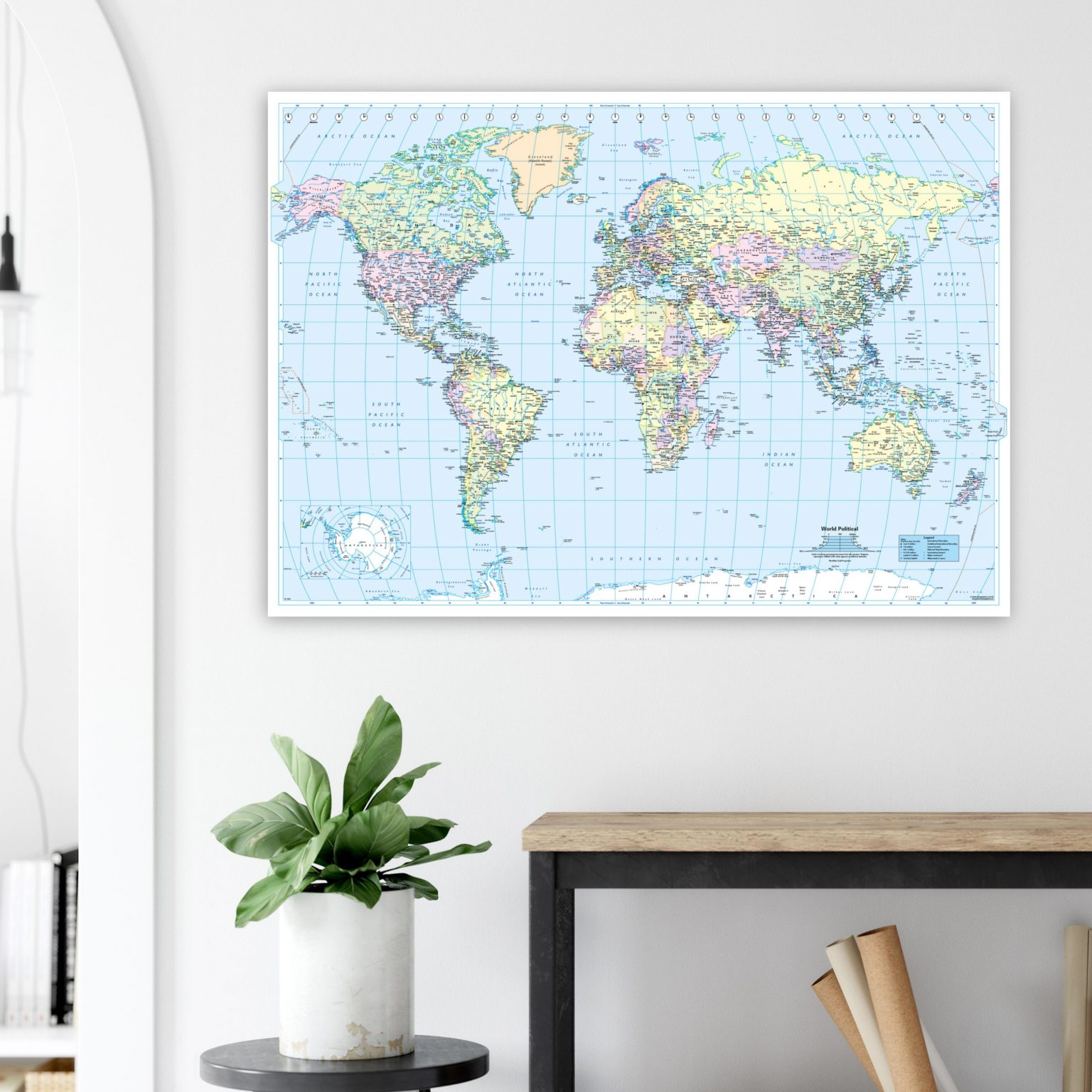 Modified Gall World Projection Map (Political-Detailed) | MapShop