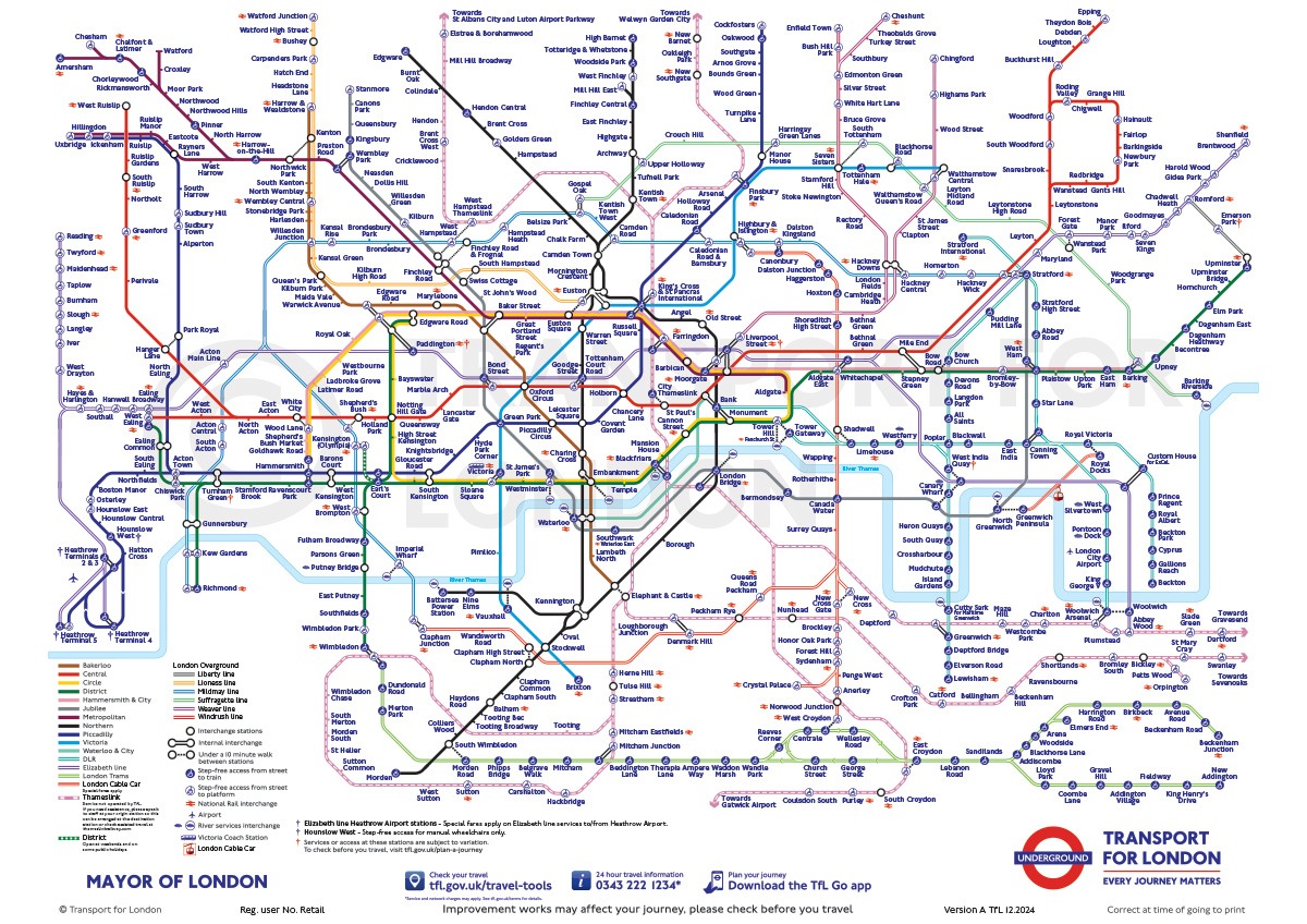 Official TfL London Underground Map Standard MapShop