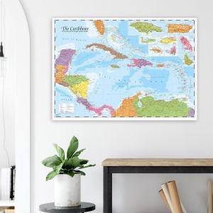 Caribbean Political and Physical Map Poster