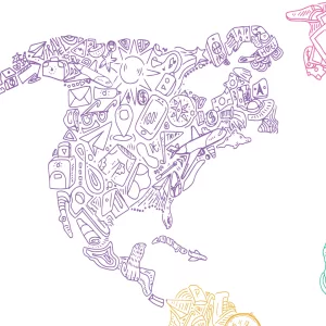 Travel Themed Illustrated World Map