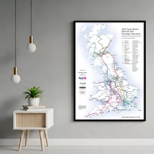 Framed UK Rail Network Map