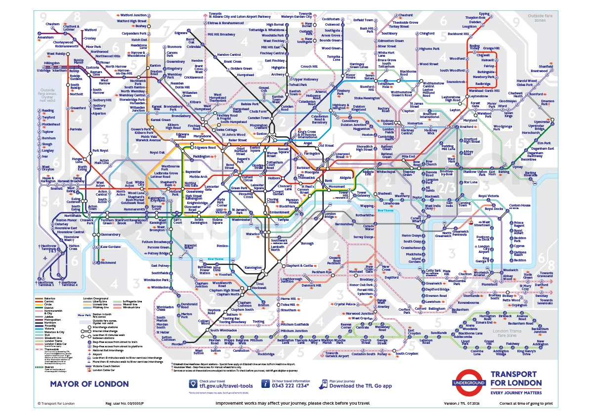 Official TfL Tube Map (Zonal Version)